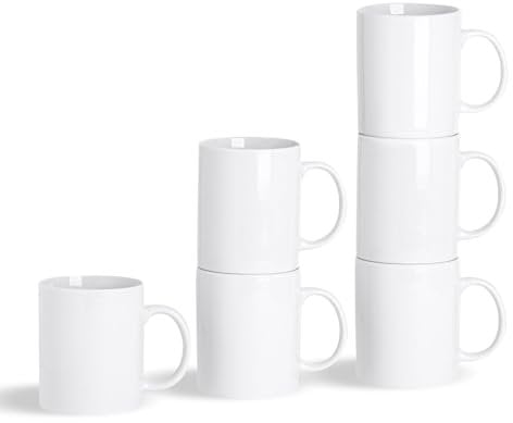 Argon Tableware 36x White Traditional Straight Sided Tea Mugs - 285ml (10oz) - Large Porcelain Latte Coffee Cups Set - Dishwasher and Microwave Safe