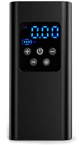 Compressore d'aria elettrico portatile, 150 psi, ricaricabile, con display digitale, batteria da 6000 mAh, luce LED, ricarica di tipo C, 3 ugelli per auto, moto, bicicletta, palloni e gonfiabili
