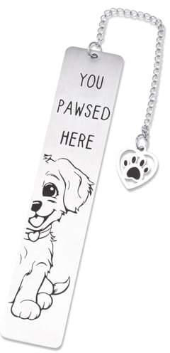 Edelstahl Lesezeichen Buchzeichen - Lustige Metall Lesezeichen für Bücher mit Geschenkbox | Perfekte Geschenke für Buchliebhaber, Hund/Katze Fans-Weihnachten,Geburtstag, Muttertag,Ruhestand(E-Hund)