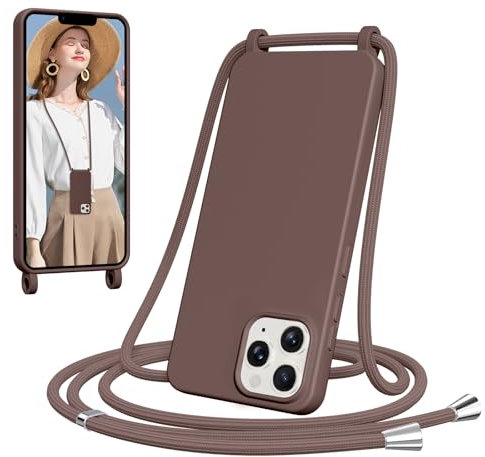 Woijrly Handyband für iPhone 11 Pro Hülle mit Band, Weiche TPU Silikon Necklace Handyhülle mit Abnehmbar Kordel, Verstellbar, Stossfest Handy Schutzhülle für iPhone 11 Pro, Braun