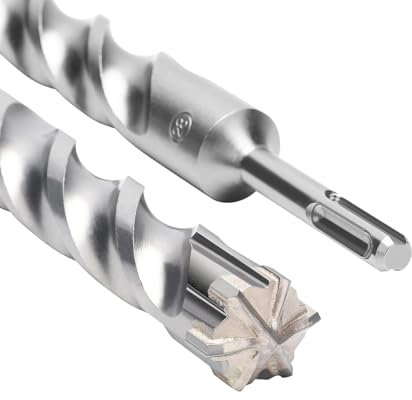 SDS Plus Drill Bit 25 mm x 210 mm with 6 Carbide Cutting Edges, Concrete Drill Ideal for Drilling in Stone, Natural Stone, Concrete, Brick Masonry Concrete Drill Bit