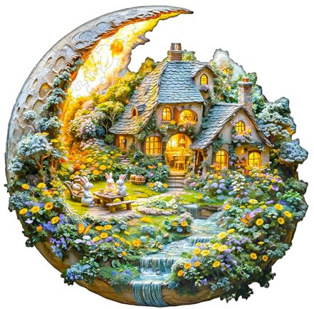 KaayeeWood Holzpuzzle Erwachsene,245 Teile Mondscheingarten Holz Puzzle,Einzigartige Wooden Puzzle Mit Box Aus Holz Geburtstagsgeschenk für Erwachsene und Kinder
