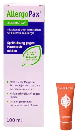 AllergoPax Milbenspray 1x 100 ml I Sprühlösung gegen Hausstaubmilben I mit pflanzlichen Wirkstoffen bei Hausstaub-Allergie I Für Matratzen und Textilien I Spar-Set plus Pharma Perle give-away