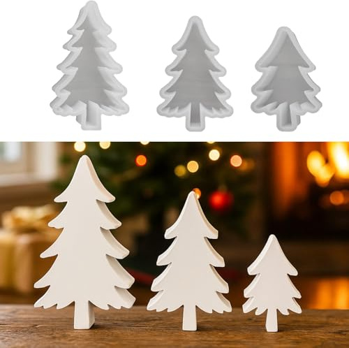 Silikonformen Gießformen Baum, 3er Silikonform Weihnachtsbaum Gießform Tannenbaum Gießformen Silikon Weihnachten Gibs Zum Gießen Baum Giessformen Silikon Weihnachten für DIY (A)