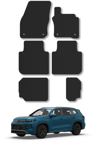VW Tayron (2025+) [7 Seat] 5mm Rubber Car Mats | Heavy Duty Rubber Tailored Fit Floor Mats Full Coverage Durable Waterproof Accessories Easy Clean Anti Slip Made in the UK