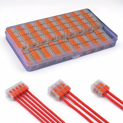 RlfJynxious Kabelverbinder,75 Stück Kabelklemmen Elektro Verbindungsklemmen 4mm²Leiter Klemme Verbindungsklemme für Feste 2/3/5 Kabe Leiter