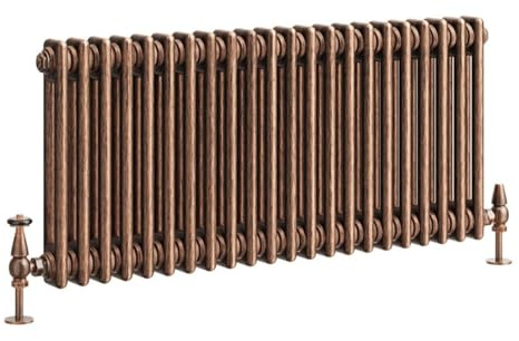 Go Bathrooms Traditional 2 Column Radiator 400x1010mm Copper | Cast iron style horizontal radiator for central heating. Features 2 column panels with an antique copper finish.