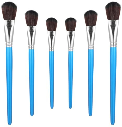 6 PCS Mop Brush for Acrylic Painting, 1 Inch Oval Blending Brushes with Short Wooden Handle, Artist Paint Brushes for Acrylic Watercolor Oil Painting Gouache Face Body Art