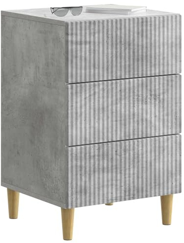 vidaXL Nachttisch Betongrau 43 x 41 x 66,5 cm Holzwerkstoff, Stylisches Schlafzimmermöbel, Vintage-Nachtisch, platzsparender Tisch für Stauraum, vielseitig nutzbar