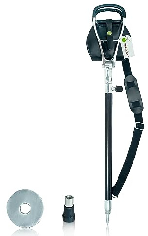 Simply Unearthed Deluxe Round Seat Adjustable Shooting Stick - Indoor and Outdoor Use Walking Stick for Town and Country Black