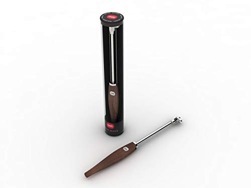 Osti 922 Walnuss-Holz Deluxe Käseschneider aus Edelstahl und Griff aus edlem Walnuss-Holz mit austauschbarem Draht aus rostfreiem Edelstahl. Luxuriöser Käseschneider