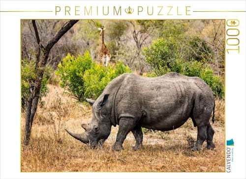 CALVENDO Puzzle Nashorn und Giraffe | 1000 Teile Lege-Größe 64 x 48 cm Foto-Puzzle für glückliche Stunden