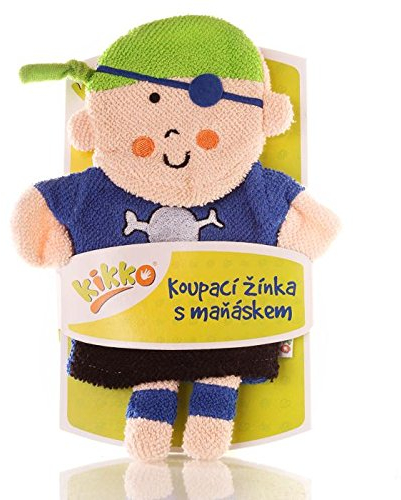 XKKO CTNBG016A Waschhandschuh mit Handpuppe 100% Baumwolle, mehrfarbig