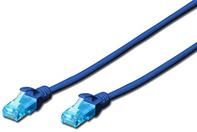 Digitus Cable LAN Cat 5e - 0,5m - Cable de red CCA con RJ45 - U/UTP sin apantallar - Compatible con Cat-6 y Cat-5 - Azul