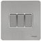 Schneider Electric Ultimate Triple 2-way 10ax Plate Switch Screwless Stainless Steel Flat Plate - White Insert