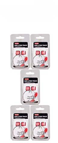 LEEDA PACK OF 5 Pike Trace Size 6 Semi-Barbed- Deadbait Rig Snap Tackle