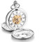 Infinite U, grande orologio meccanico da taschino con cassa di alta qualità a doppio coperchio, numeri romani, in acciaio, con lunga collana in argento e con sacchetto regalo, per uomo o donna