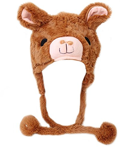 TOPTIE Animal Cosplay Hat With Ear Flap Animal Hood Cap Alpaca Penguin Squirrel White Sheep Women Hats-Alpaca