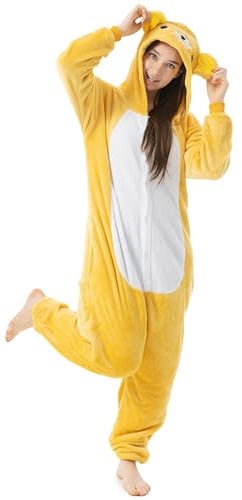 Katara Rilakkuma Bär Kostüm-Anzug Onesie/Jumpsuit Einteiler Body für Erwachsene Damen Herren als Pyjama oder Schlafanzug Unisex