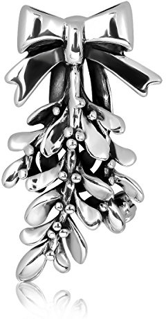 WithLoveSilver 925 Sterling Silber Weihnachtsferien Mistel und Schleife 2in1 Brosche Pin und Anhänger