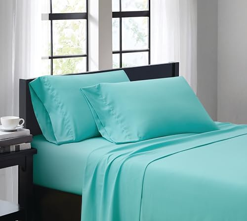 Truly Soft Everyday Davvero Morbido Set di Lenzuolo per Uso Quotidiano Azzurro Letto King, Turquoise, Coppia