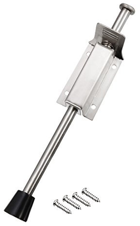 sourcingmap Stainless Steel Brushed Easy-Step Door Stop Spring Loaded Lock 245mm Length