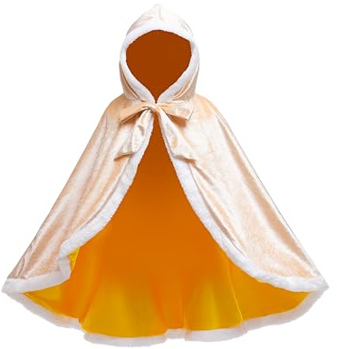 Prinzessinnen Umhang mit Kapuze Kinder Mädchen Cape Kostüm Gold 140