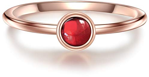 Glanzstücke München Damen-Ring Sterling Silber 925 rosévergoldet mit Granat rot - Edelstein-Ring Granat-Ring Rosegold-Farben