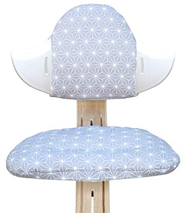 Blausberg Baby - ABWASCHBAR - Sitzkissen Set für Nomi Hochstuhl von Evomove - Happy Star Grau