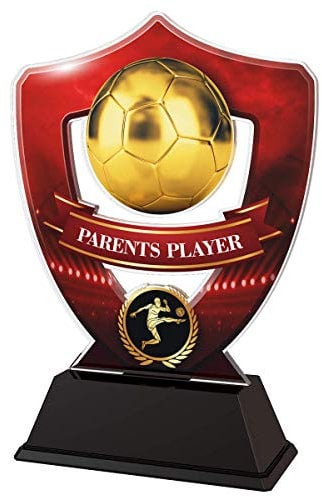 Trophy Monster Red Football Parents Player Award Free Engraved Plate | Bulk Trophies Deal | for Clubs & Leagues | Made from Printed Acrylic (3 sizes) (140mm)