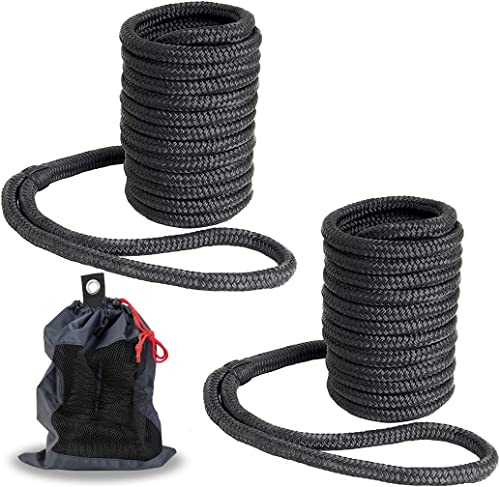 YOUNG MARINE Doppelgeflochtene Nylon-Dockleine für Boote mit 30,5 cm Öse, 1,2 cm x 7,6 m, Schwarz, 2 Stück