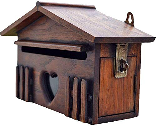 Cassetta postale in legno da parete per casette postali da appendere alla parete della cassetta delle poste, cassetta delle lettere esterna, 31 x 18,5 x 10 cm, in legno