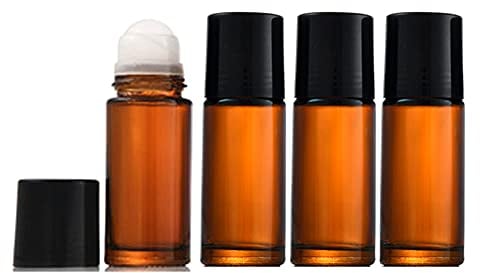1.7 Oz/50ml Glass Roll On Bottles Empty Deodorant Bottles Leak-Proof DIY Deodorant Container Amber Glass Roller Bottles For Essential Oils Perfume Cosmetics Sunscreen Moisturizer