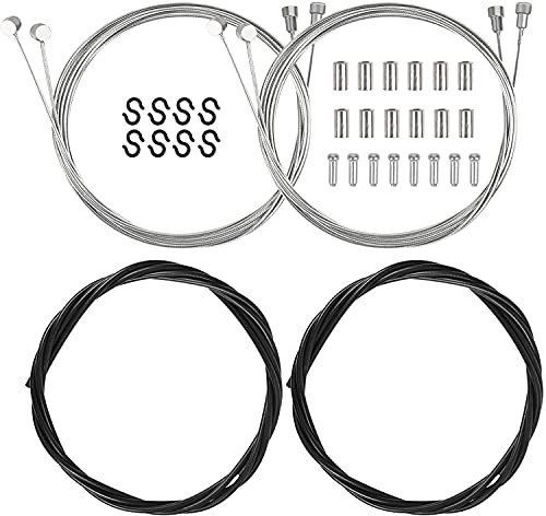 CHALA 34TLG Fahrrad Bremszug Set Bowdenzug Schaltzug 4 Bremskabel 20 Endhülsen Endkappen 8 S Haken Bremsseil Innenzug für MTB Rennräder