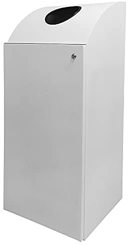 OFITURIA® Papelera Grande Metálica Capacidad 69 litros Color Plata Contenedor con Cubo Interior y Cerradura de Seguridad