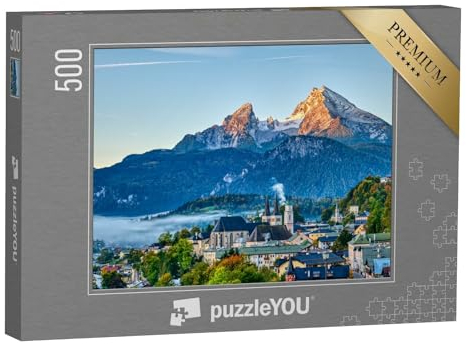 puzzleYOU: Puzzle 500 Teile „Watzmann und die Stadt Berchtesgaden in den bayerischen Alpen, Deutschland“ – aus der Puzzle-Kollektion Europa, Watzmann, Landschaft, Berchtesgaden, Berge & Täler