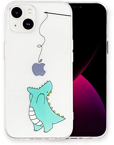 INLOYGEM Handyhülle für iPhone 13 mit Motiv, Stoßfestes Transparentes Weiches TPU Dünne Schutzhülle Silikon Hülle, mit Niedlichem Dinosauriermuster Aufdruck für Apple iPhone 13-Dinosaurier