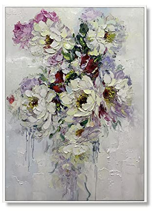 tymhrs Acrylbild,Reines Handgemaltes Ölgemälde Mit Blumen, Abstraktes Orchideen-Blumengemälde