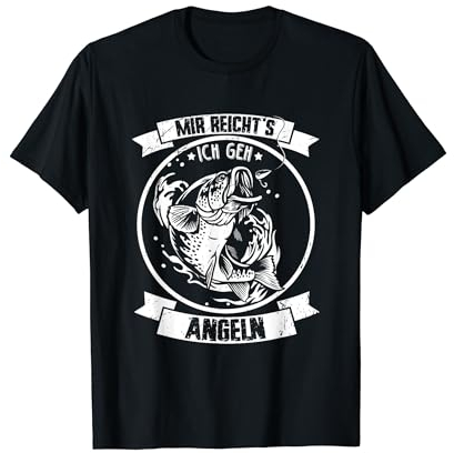 Mir reichts ich geh Angeln Fischen Fischer Angler T-Shirt - Mir reichts ich geh Angeln Shirts & co. - Herren - Schwarz - S - Kurzarm - Klassische Passform - 100% Polyester - Fishing-T-Shirts