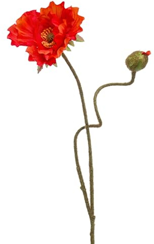artplants.de Kunst Mohnblume HASNA, rot, 75cm - Kunstblume Mohn
