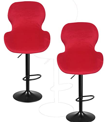 XGANGM Samt Barhocker Hussen mit Lehne Barhocker Bezug Drehstuhl 2/4/6 Stück Barhocker- Schonbezüge Überzug Schmetterling Bar Stretch Stuhlbezug Esszimmer Stuhlhussen,Rot,2PCS