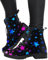 Minetom Damen Gothic Chelsea Boots Frauen Punk Stiefeletten Biker Boots Winter Knöchel Stiefel Mit Blockabsatz Gotisch Drucken Kurze Stiefel B Stern 41 EU
