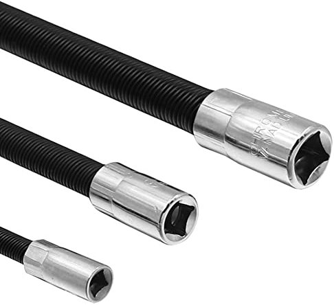DAZZLEEX 3 pezzi asta di prolunga flessibile albero cromato lucido chiave a bussola nera