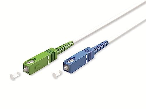Goobay 59623 - Cavo in fibra ottica (FTTH) monomodale (OS2) Simplex/SC APC (8°) maschio a SC-UPC (8°) maschio/cavo in fibra ottica, 15 m