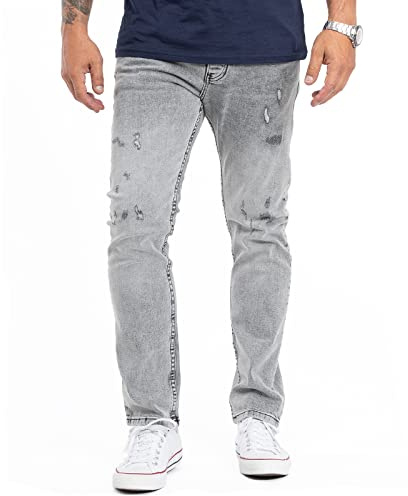 Rock Creek Herren Jeans Regular Fit Stretch Jeans Männerhose Herrenjeans Denim Hosen Herrenhose Straight Cut Stonewashed RC-2360 Grau W42 L34