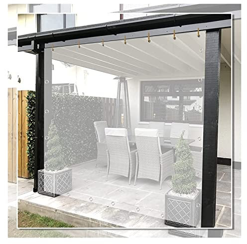WZYJLyds Rideau Imperméable Extérieur, Bâche en Plastique Transparent avec Perforé Panneau de Rideau pour Pergola, Terrasse, Rideaux Latéraux de La Tente (Couleur : Clear, Taille : 2x3.5m)