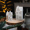 DARO DEKO Keramik LED Haus - weiß matt - 8 x 17 x 6 cm - Lichthaus