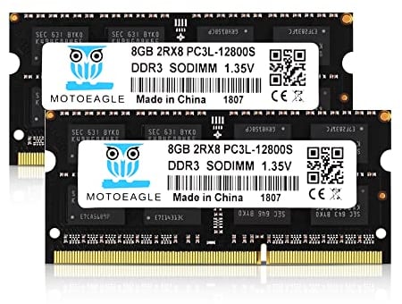 Motoeagle DDR3L-1600 SODIMM 16GB Kit (2x8GB) PC3L-12800S 8GB 2Rx8 PC3 12800S DDR3 1600MHz RAM 1,35V/1,5V CL11 204-Pin Non-ECC ungepufferter Laptop-Speicher