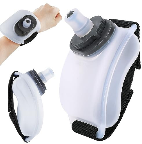 Qshare Handheld running water bottle wrist strap,Wrist Sports Water Bottle,Portable Outdoor Camping Running Sporting Bottles 7 oz/200 ml (White)