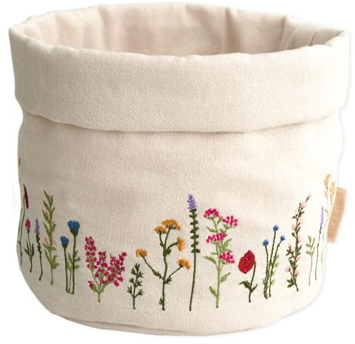 Papierdrachen Brotkorb Frühlingswiese - charmante Tischdekoration - mit hochwertiger Blumenbestickung in Wiesenoptik